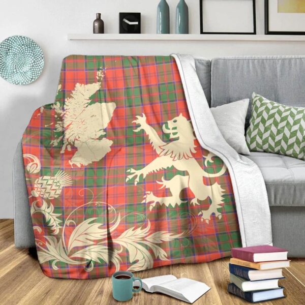 Grant Ancient Clan Blanket, Scottish Tartan Grant Ancient Clans Blanket Thistle Map Style - Image 3