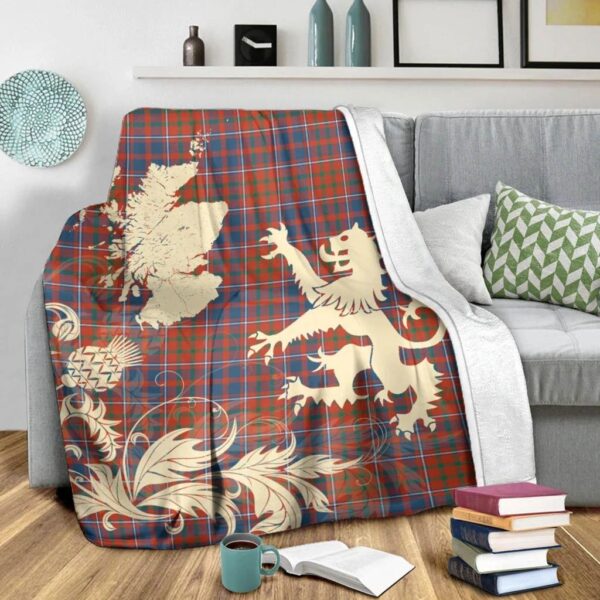 Cameron of Lochiel Ancient Clan Blanket, Scottish Tartan Cameron of Lochiel Ancient Clans Blanket Thistle Map Style - Image 3