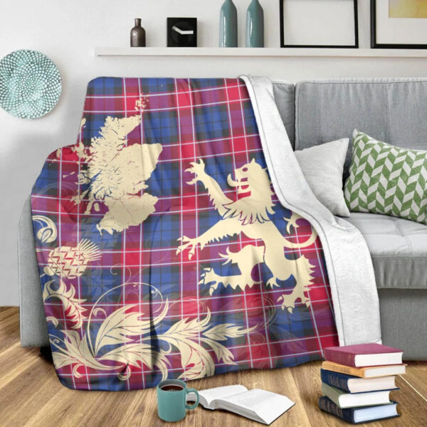 Graham of Menteith Red Clan Blanket, Scottish Tartan Graham of Menteith Red Clans Blanket Thistle Map Style - Image 3