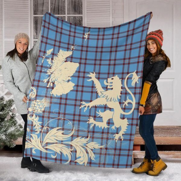 Elliot Ancient Clan Blanket, Scottish Tartan Elliot Ancient Clans Blanket Thistle Map Style - Image 2