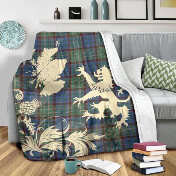 Nicolson Hunting Ancient Clan Blanket, Scottish Tartan Nicolson Hunting Ancient Clans Blanket Thistle Map Style - Image 3