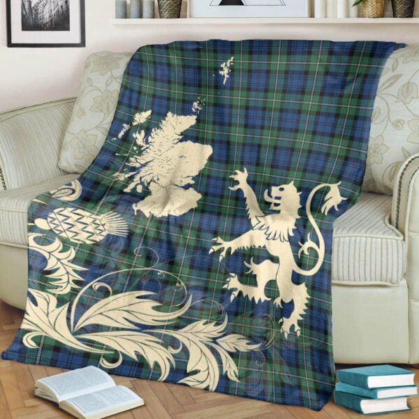 Forbes Ancient Clan Blanket, Scottish Tartan Forbes Ancient Clans Blanket Thistle Map Style - Image 4