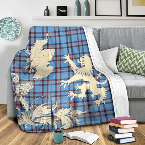 Elliot Ancient Clan Blanket, Scottish Tartan Elliot Ancient Clans Blanket Thistle Map Style - Image 3