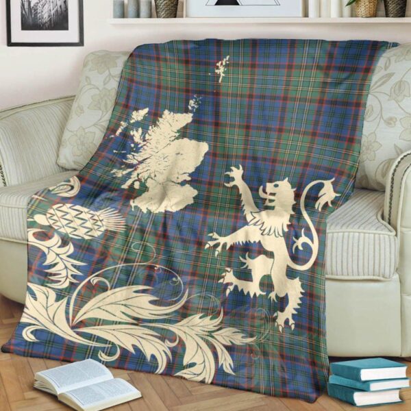 Nicolson Hunting Ancient Clan Blanket, Scottish Tartan Nicolson Hunting Ancient Clans Blanket Thistle Map Style - Image 4