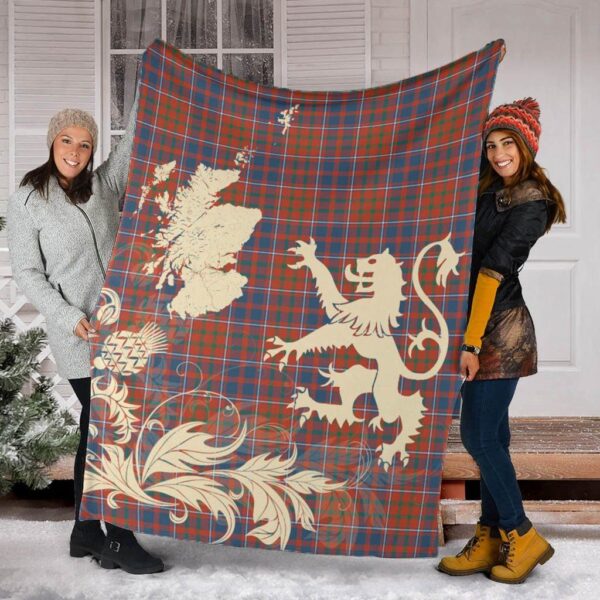 Cameron of Lochiel Ancient Clan Blanket, Scottish Tartan Cameron of Lochiel Ancient Clans Blanket Thistle Map Style - Image 2