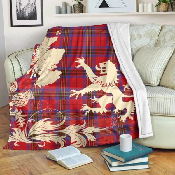 Leslie Modern Clan Blanket, Scottish Tartan Leslie Modern Clans Blanket Thistle Map Style - Image 5