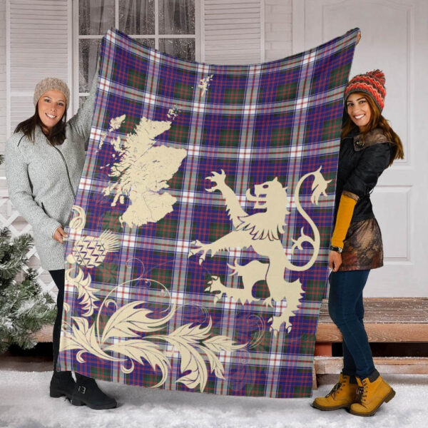 MacDonald Dress Modern Clan Blanket, Scottish Tartan MacDonald Dress Modern Clans Blanket Thistle Map Style - Image 2