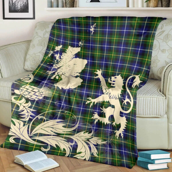 MacNeill of Barra Ancient Clan Blanket, Scottish Tartan MacNeill of Barra Ancient Clans Blanket Thistle Map Style - Image 4