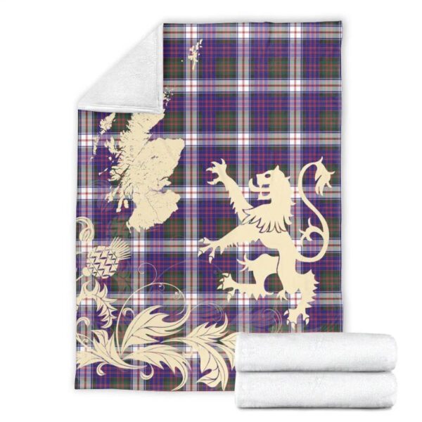 MacDonald Dress Modern Clan Blanket, Scottish Tartan MacDonald Dress Modern Clans Blanket Thistle Map Style