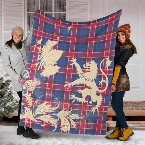 Graham of Menteith Red Clan Blanket, Scottish Tartan Graham of Menteith Red Clans Blanket Thistle Map Style - Image 2