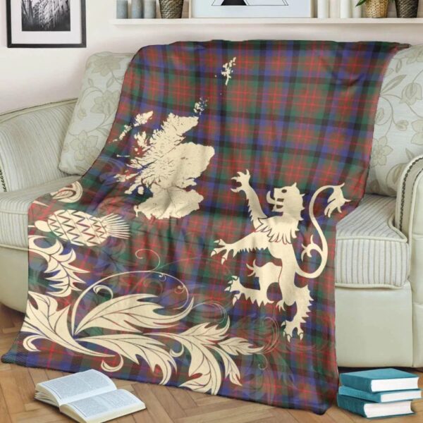 MacDuff Hunting Modern Clan Blanket, Scottish Tartan MacDuff Hunting Modern Clans Blanket Thistle Map Style - Image 4