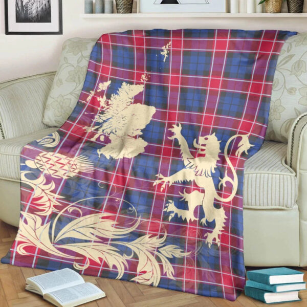 Graham of Menteith Red Clan Blanket, Scottish Tartan Graham of Menteith Red Clans Blanket Thistle Map Style - Image 4