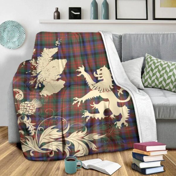 MacDuff Hunting Modern Clan Blanket, Scottish Tartan MacDuff Hunting Modern Clans Blanket Thistle Map Style - Image 3