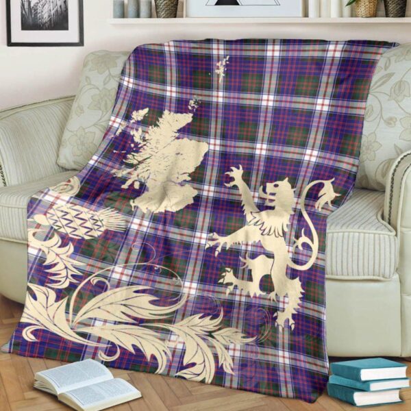 MacDonald Dress Modern Clan Blanket, Scottish Tartan MacDonald Dress Modern Clans Blanket Thistle Map Style - Image 4