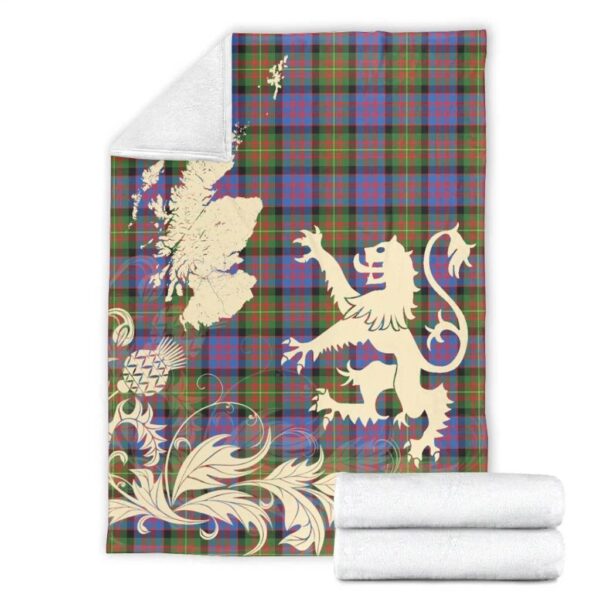 Carnegie Ancient Clan Blanket, Scottish Tartan Carnegie Ancient Clans Blanket Thistle Map Style