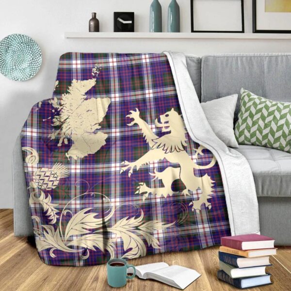 MacDonald Dress Modern Clan Blanket, Scottish Tartan MacDonald Dress Modern Clans Blanket Thistle Map Style - Image 3