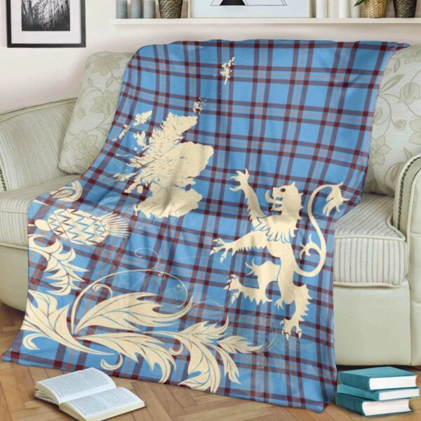 Elliot Ancient Clan Blanket, Scottish Tartan Elliot Ancient Clans Blanket Thistle Map Style - Image 4