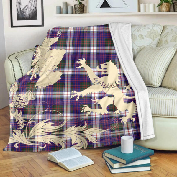 MacDonald Dress Modern Clan Blanket, Scottish Tartan MacDonald Dress Modern Clans Blanket Thistle Map Style - Image 5