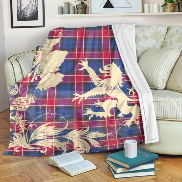 Graham of Menteith Red Clan Blanket, Scottish Tartan Graham of Menteith Red Clans Blanket Thistle Map Style - Image 5