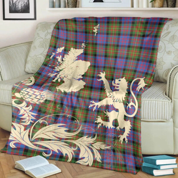 Carnegie Ancient Clan Blanket, Scottish Tartan Carnegie Ancient Clans Blanket Thistle Map Style - Image 4