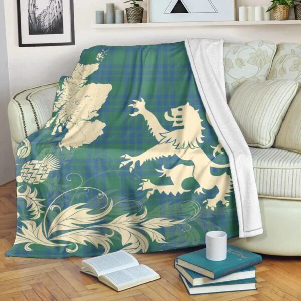 Montgomery Ancient Clan Blanket, Scottish Tartan Montgomery Ancient Clans Blanket Thistle Map Style - Image 5