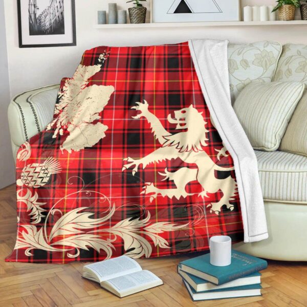 MacIver Modern Clan Blanket, Scottish Tartan MacIver Modern Clans Blanket Thistle Map Style - Image 5