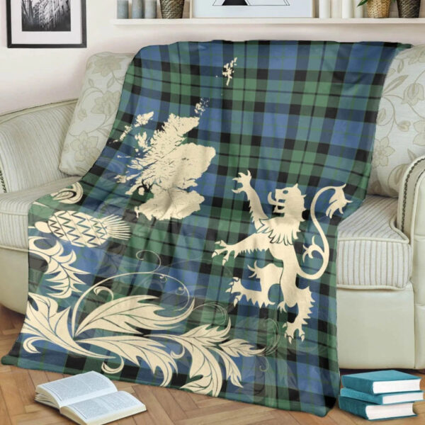 MacKay Ancient Clan Blanket, Scottish Tartan MacKay Ancient Clans Blanket Thistle Map Style - Image 4