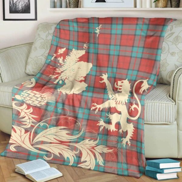 Dunbar Ancient Clan Blanket, Scottish Tartan Dunbar Ancient Clans Blanket Thistle Map Style - Image 4