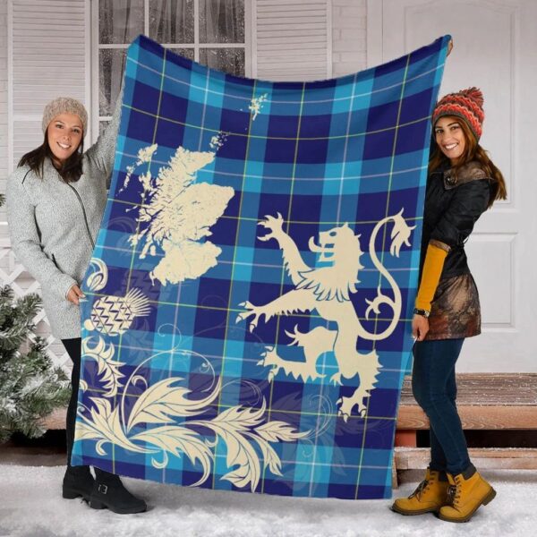 McKerrell Clan Blanket, Scottish Tartan McKerrell Clans Blanket Thistle Map Style - Image 2