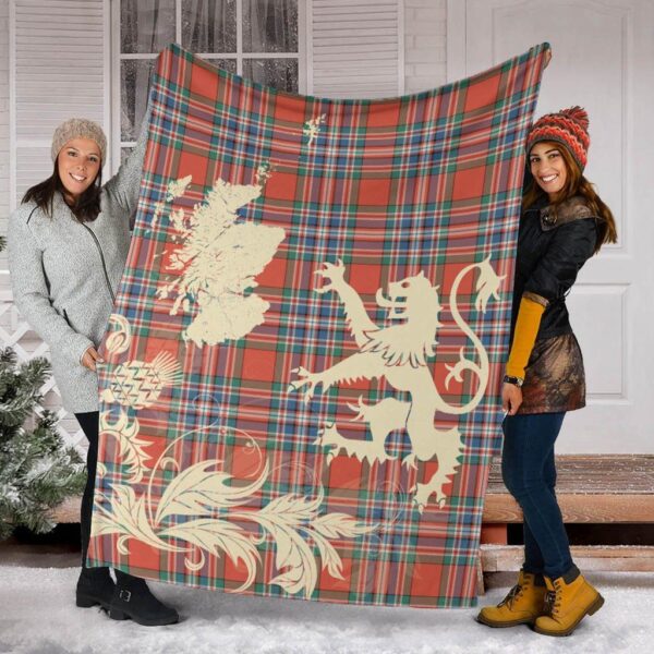 MacFarlane Ancient Clan Blanket, Scottish Tartan MacFarlane Ancient Clans Blanket Thistle Map Style - Image 2