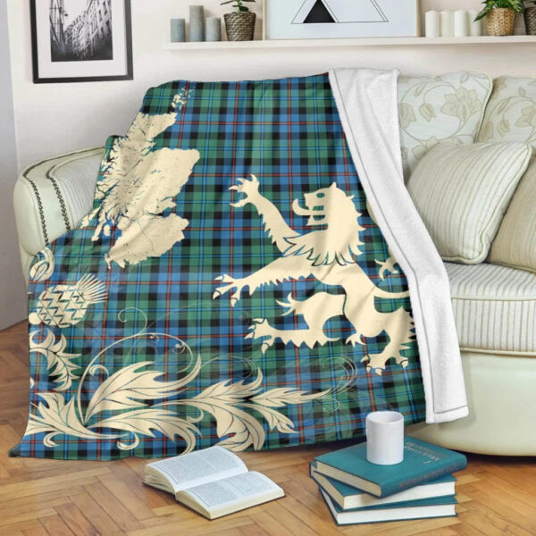 Campbell of Cawdor Ancient Clan Blanket, Scottish Tartan Campbell of Cawdor Ancient Clans Blanket Thistle Map Style - Image 5