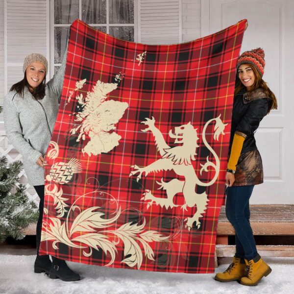 MacIver Modern Clan Blanket, Scottish Tartan MacIver Modern Clans Blanket Thistle Map Style - Image 2