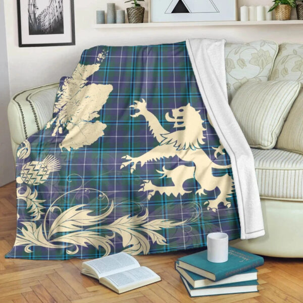 Douglas Modern Clan Blanket, Scottish Tartan Douglas Modern Clans Blanket Thistle Map Style - Image 5