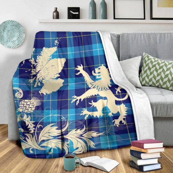 McKerrell Clan Blanket, Scottish Tartan McKerrell Clans Blanket Thistle Map Style - Image 3