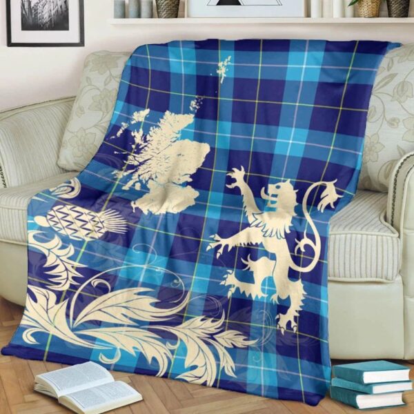 McKerrell Clan Blanket, Scottish Tartan McKerrell Clans Blanket Thistle Map Style - Image 4