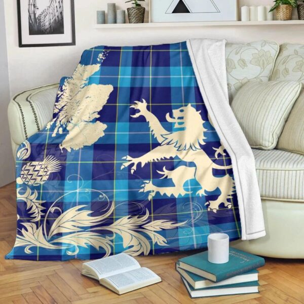 McKerrell Clan Blanket, Scottish Tartan McKerrell Clans Blanket Thistle Map Style - Image 5