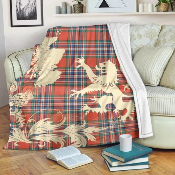 MacFarlane Ancient Clan Blanket, Scottish Tartan MacFarlane Ancient Clans Blanket Thistle Map Style - Image 5