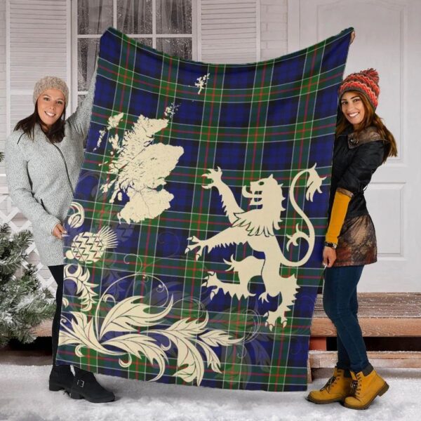 Colquhoun Modern Clan Blanket, Scottish Tartan Colquhoun Modern Clans Blanket Thistle Map Style - Image 2