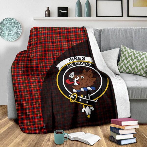 Innes Modern Clan Blanket, Scottish Tartan Innes Modern Clans Blanket Wave Style - Image 3