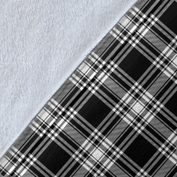 Menzies Black & White Modern Clan Blanket, Scottish Tartan Menzies Black & White Modern Clans Blanket Wave Style - Image 5