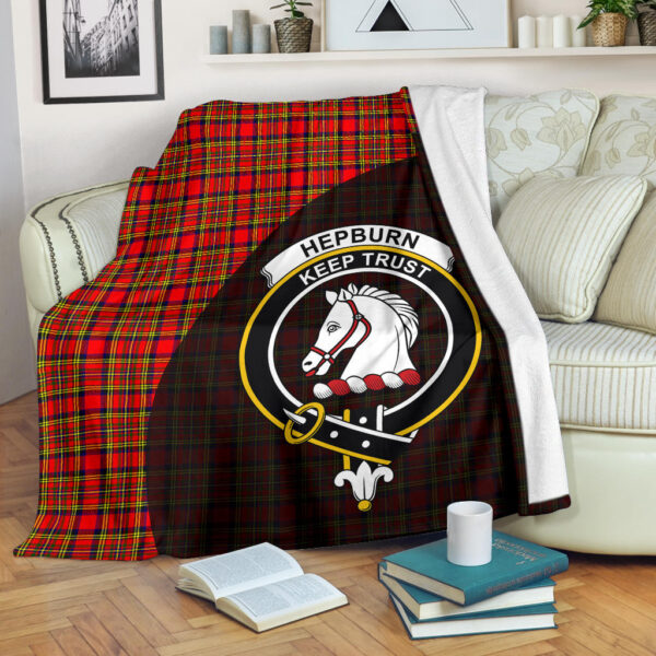 Hepburn Clan Blanket, Scottish Tartan Hepburn Clans Blanket Wave Style