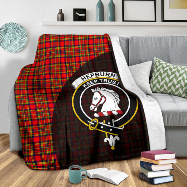 Hepburn Clan Blanket, Scottish Tartan Hepburn Clans Blanket Wave Style - Image 3