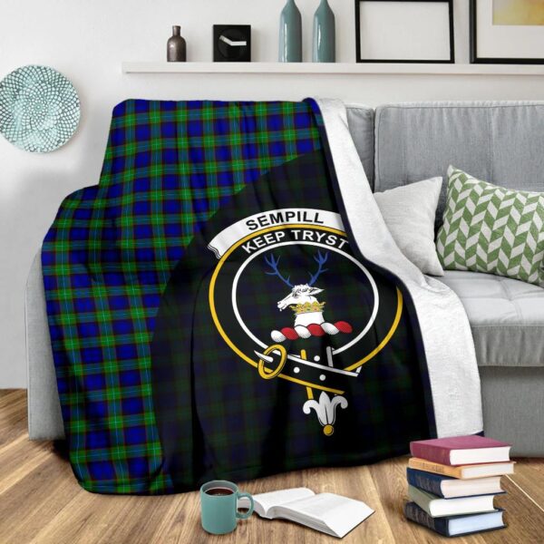 Sempill Modern Clan Blanket, Scottish Tartan Sempill Modern Clans Blanket Wave Style - Image 3