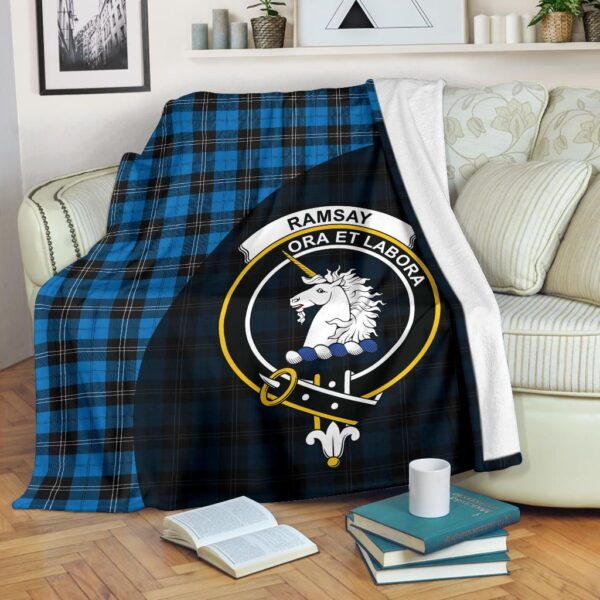 Ramsay Blue Ancient Clan Blanket, Scottish Tartan Ramsay Blue Ancient Clans Blanket Wave Style