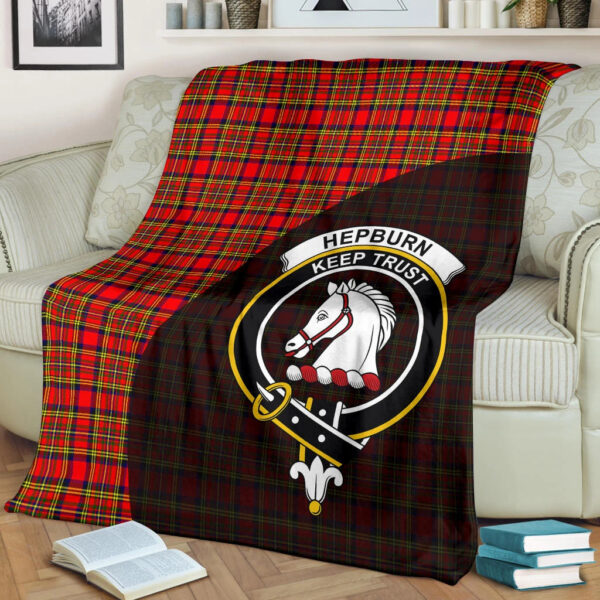 Hepburn Clan Blanket, Scottish Tartan Hepburn Clans Blanket Wave Style - Image 2