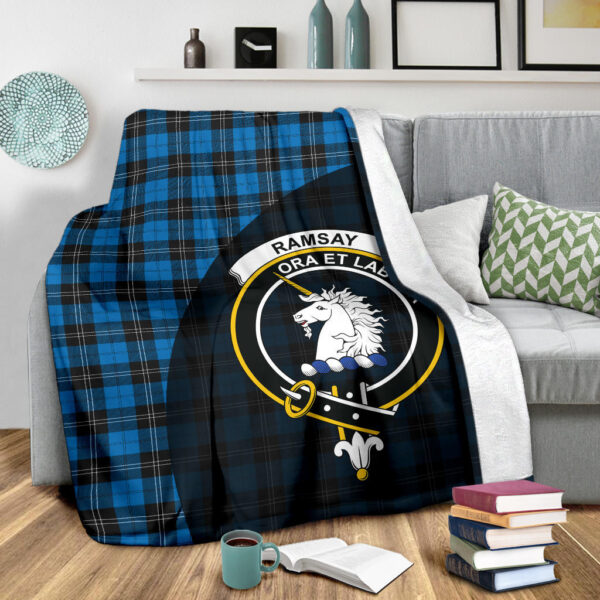 Ramsay Blue Ancient Clan Blanket, Scottish Tartan Ramsay Blue Ancient Clans Blanket Wave Style - Image 3