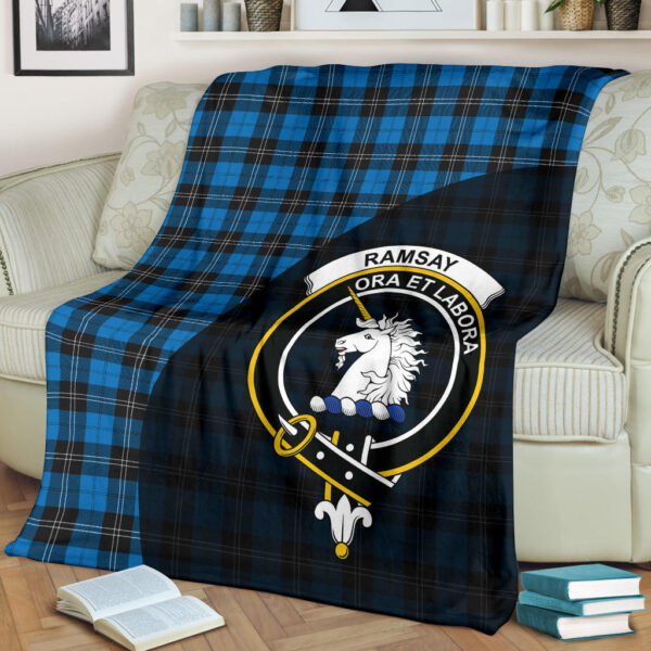 Ramsay Blue Ancient Clan Blanket, Scottish Tartan Ramsay Blue Ancient Clans Blanket Wave Style - Image 2