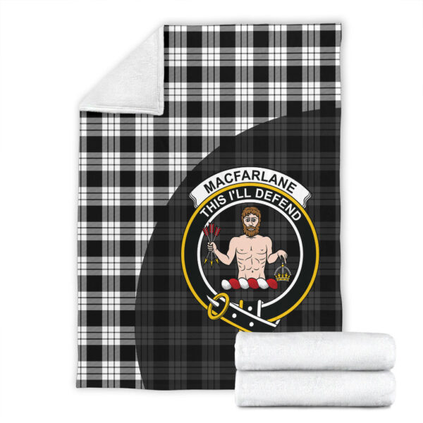 MacFarlane Black & White Clan Blanket, Scottish Tartan MacFarlane Black & White Clans Blanket Wave Style - Image 4