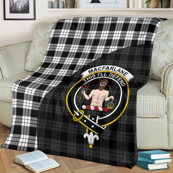 MacFarlane Black & White Clan Blanket, Scottish Tartan MacFarlane Black & White Clans Blanket Wave Style - Image 2