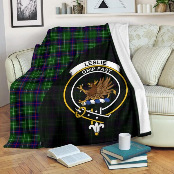 Leslie Hunting Clan Blanket, Scottish Tartan Leslie Hunting Clans Blanket Wave Style